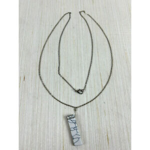Necklace White Howlite Turquoise Bar Pendant Wire‎ wrapped